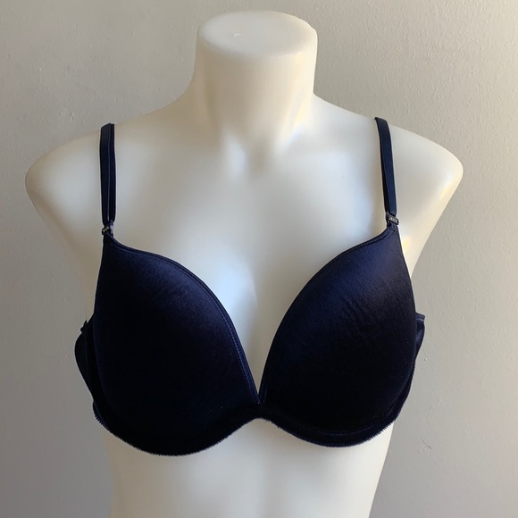 Navy Blue Velour Bra 36C - Picture 1 of 7